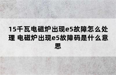 15千瓦电磁炉出现e5故障怎么处理 电磁炉出现e5故障码是什么意思